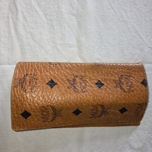 MCM Brown Leather Clutch with Black Logo